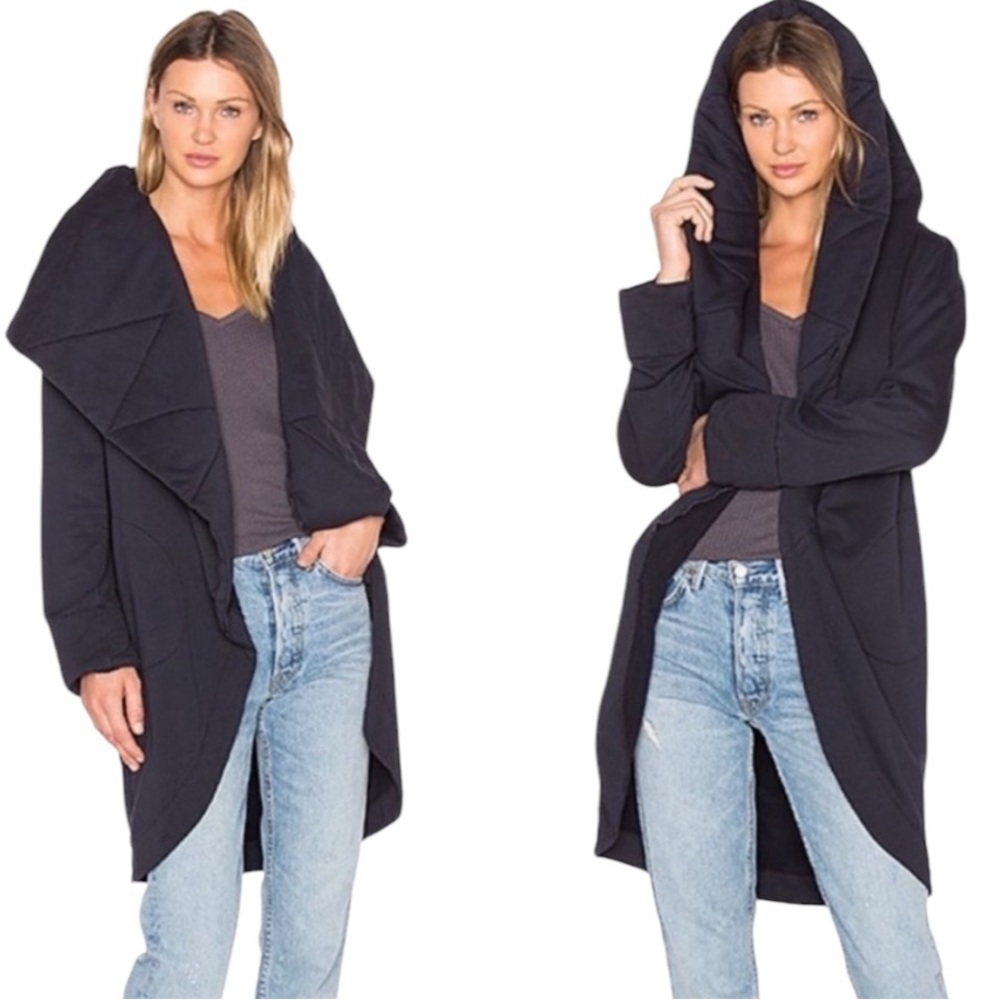 Young Fabulous & Broke Sandrine Gray Quilted Collar Hoodie Knit Jacket Coat  M/L